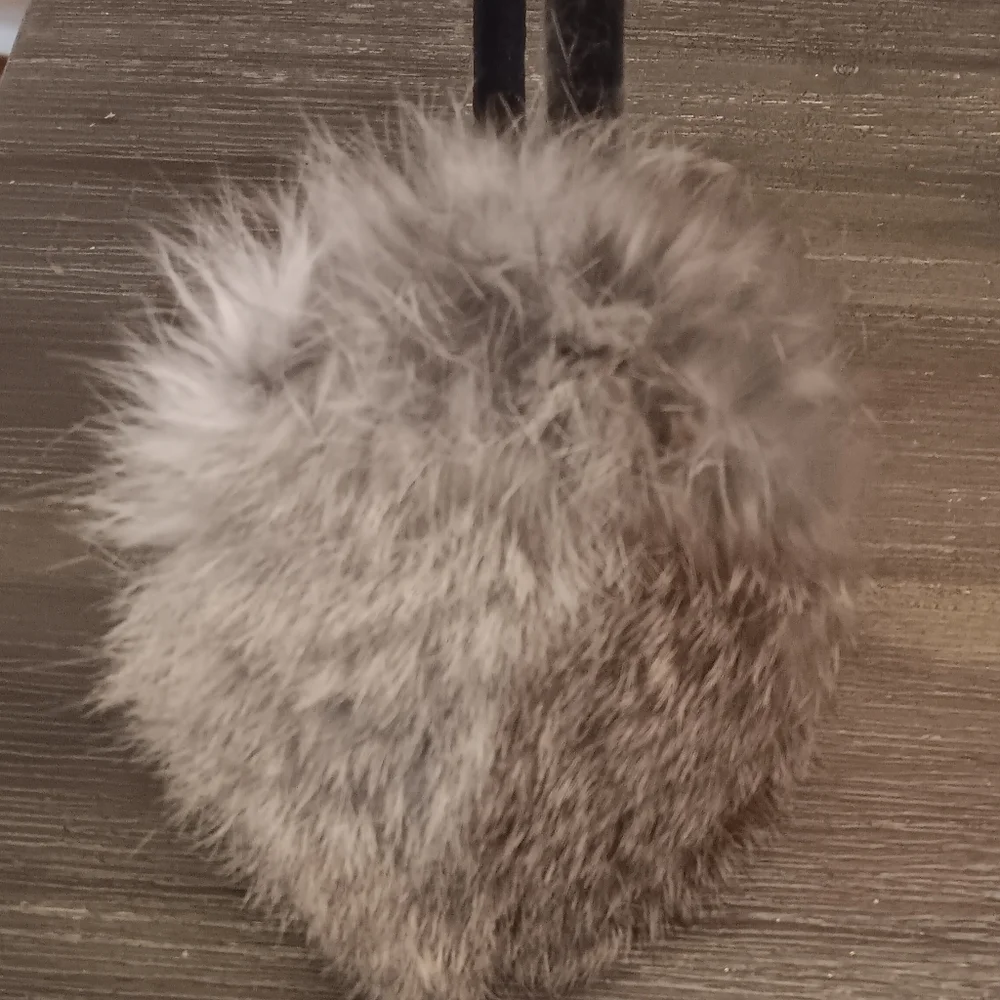 Elegant Rabbit Fur Earmuffs - Black and Gray - Picture 5 of 15